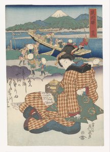 Geisha Reading a Letter by Keisai Eisen