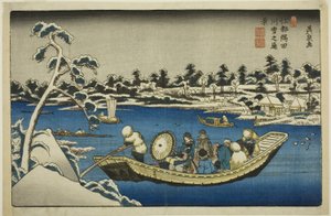 Distant View of Snow on the Sumida River in Edo
