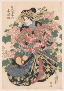 Three Parading Courtesans by Keisai Eisen