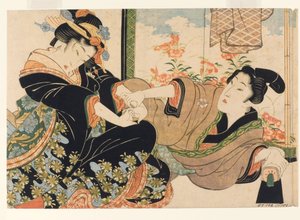 Lovers by a Painted Screen by Keisai Eisen