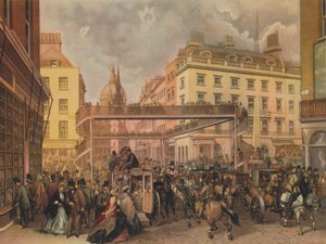 Design for a new footbridge at the crossing Ludgate Hill and Fleet Street, City of London, 1862