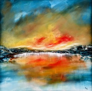 Fiery Lake Sunset