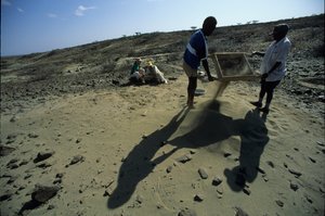 Allia Bay, Kenya; Turkana; Sifting for Fossils, Alan Walker, Pennsylvania State University