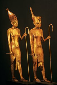 Gilded wood figures of Pharaoh King Tut, Tutankhamun, 2009 (photo) by Kenneth Garrett
