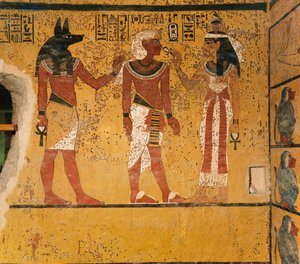 Wall Painting in Tomb of King Tutankhamun, Egypt, New Kingdom, Valley of the Kings, 2003