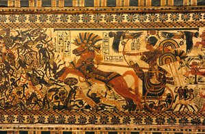 Wall painting in tomb of King Tutankhamun; King Tutankhamun; Egypt; New Kingdom