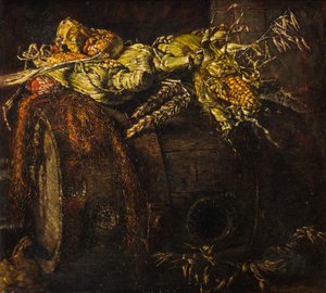 Old Barrel and Cobs of Corn