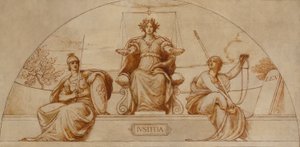 Cartoon for Mural of Minnesota State Capital, "Institute of Justice" by Kenyon Cox