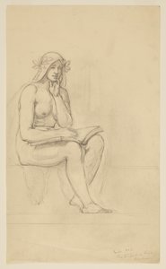Nude Study for "The Contemplative Life" for Lunette in the Administration Building, Oberlin College, Oberlin, OH by Kenyon Cox