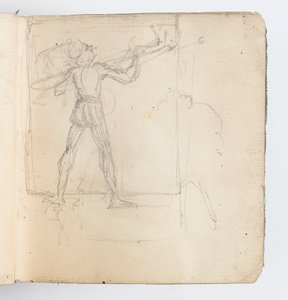 Sketchbook Page: Sketch of Figure in Hose by Kenyon Cox