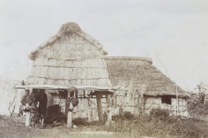 Ainu Storehouse with Ainu Children, c.1890s