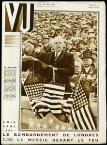 Portrait of Frank Billings Kellogg (1856-1937), American Politician, Senator of Minnesota and Secretary of State from 1925 to 1929, and Nobel Peace Prize in 1929, During a Speech at an American Congress. Keystone Photography, for the Cover of the Weekly VU