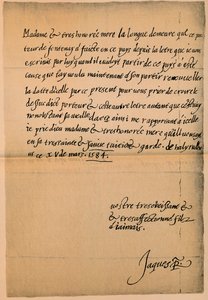 Letter from King James VI to his Mother, Queen Mary, 1584-5 by King James I