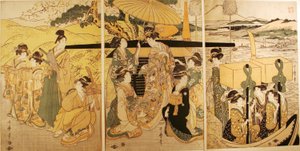 At the Ferry Boat Landing by Kitagawa Utamaro