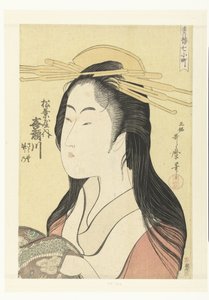 Bust Portrait of Courtesan Kisegawa from the Matsubaya House (series title) by Kitagawa Utamaro