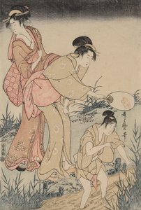 Catching Fireflies Beneath a Willow Tree (right) by Kitagawa Utamaro