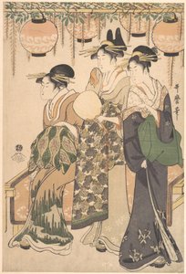 Courtesans Beneath a Wisteria Arbor by Kitagawa Utamaro