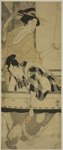 Fishing beneath a Bridge by Kitagawa Utamaro