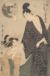Gonpachi ni Komurasaki no Toko no Tsuki by Kitagawa Utamaro