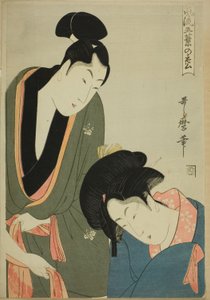 Lovers Parting in the Morning, from the series "Elegant Five-needled Pine" by Kitagawa Utamaro