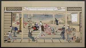Moonlight Revelry at Dozo Sagami by Kitagawa Utamaro