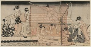 Net Fishing at Night on the Sumida River by Kitagawa Utamaro