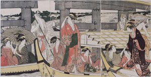 On top and beneath Ryogoku Bridge by Kitagawa Utamaro