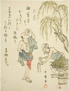 The Sixth Month, from an Untitled Series of Genre Scenes in the Twelve Months, with Kyoka Poems by Kitagawa Utamaro