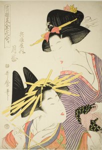 Tsukioka of the Hyogoya, from the series Seiro bijin meika awase by Kitagawa Utamaro