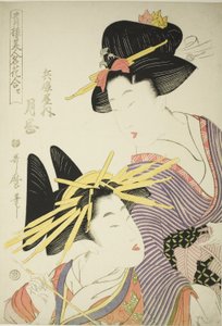 Tsukioka of the Hyogoya, from the series "Seiro Bijin Meika Awase" by Kitagawa Utamaro