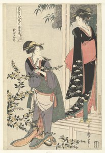 Two Women by a Blooming Yamabuki Shrub: The Second Act (Parody of the Chushingura by Famous Beauties) by Kitagawa Utamaro