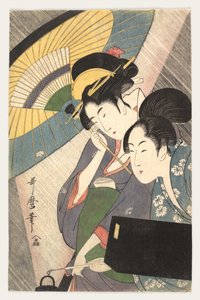 Two Women Under an Umbrella by Kitagawa Utamaro