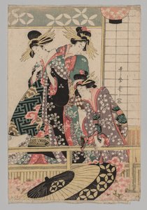 Yoshiwara Women Looking into the Street at Springtime by Kitagawa Utamaro