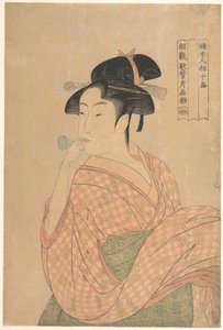Young Woman Blowing a Popen (Glass Noisemaker), from the Series “Ten Classes of Women’s Physiognomy” by Kitagawa Utamaro