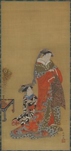 A Courtesan and Attendant, late 18th-early 19th century by Kitao Masanobu