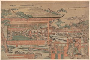 Ushiwaka, the Young Yoshitsune Serenading Jorurihime by Kitao Shigemasa