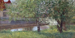 Canal section with house and trees by Kitty Lange Kielland