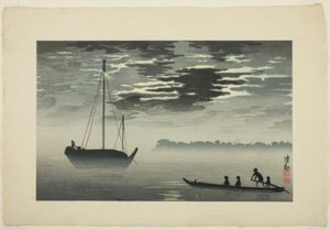 Moonlight through the Clouds off the Coast of Haneda by Kiyochika Kobayashi