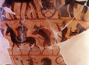 The return of Hephaistos in Olympus - detail of the panse, front B lower register - 