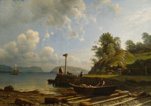 Coast Landscape with Houses by Knud Andreassen Baade