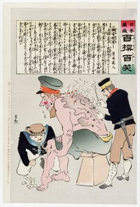Russian Soldier Has His Wounds Attended to by Japanese Military Personnel