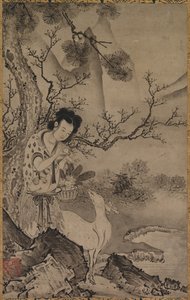 Female Daoist Figure in Landscape by Koboku