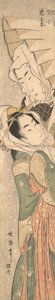Girl and Lover in Snow, early 19th century by Koikawa Harumasa