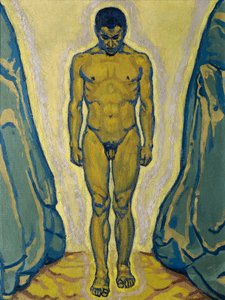 Standing Youth Nude Between Rocks by Koloman Moser