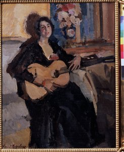 Woman with a Guitar by Konstantin Alekseevich Korovin