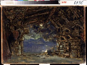 Stage Design for the Opera The Twilight of the Gods by R. Wagner by Konstantin Alekseevich Korovin