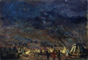 The Polovtsian camp. Stage design for the opera Prince Igor by A. Borodin