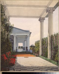 View of the Colonnade from the Chamber of Empress Maria Alexandrovna in the Great Palace of Tsarskoye Selo