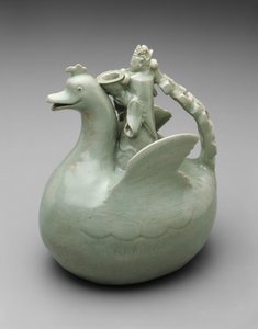 Bird Shaped Ewer with Crowned Rider Holding a Bowl
