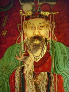 Detail, portrait of the Seventh King (Sejo)